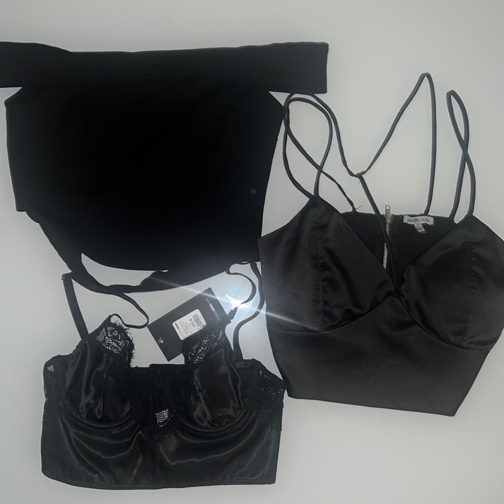 THREE black woman’s top crop tops